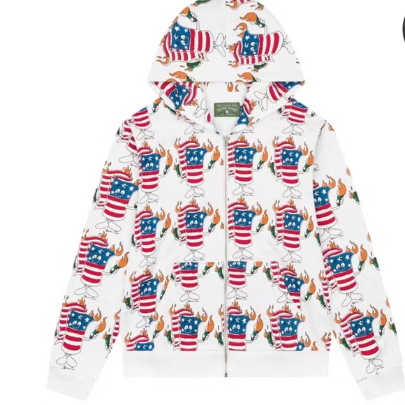 Denim Tears Other - DENIM TEARS Men's White Graphic Zip-Up Hoodie, burning firecrackers. BNWOT. Sz M